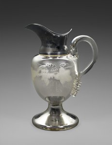 Pitcher, c. 1865-1871 (silverglas, silverplåt, kork, papper) av Boston Silver Glass Company