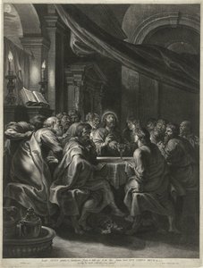 Kristus och apostlarna vid den sista måltiden av Boëtius Adamsz. Bolswert