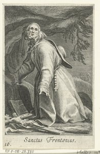 Helige Frontonius av Egypten som eremit Sanctus Frontonius (titel på objekt) Eremiter (serietitel) Sacra eremvs ascetarvm (serietitel) av Boëtius Adamsz. Bolswert