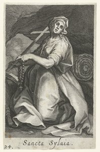 Sankta Silvia av Rom som eremitinna Sancta Syluia (titel på objekt) Eremitinnor (serietitel) Sacra Eremus Ascetriarum (serietitel)