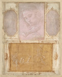 Sida från "Bok av teckningar" av Botticelli Giorgio Vasari with drawings by Filippino Lippi and Raffaellino del Garbo