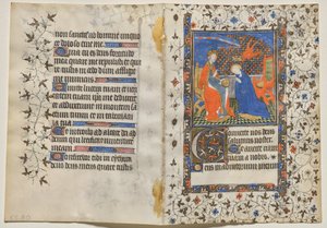 Bifolio från en timbok: Jungfruns kröning (recto) av Boucicaut Master