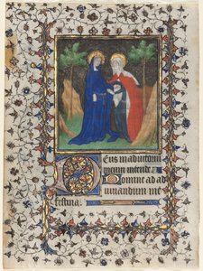 Blad från en timbok: The Visitation and Christ in Judgment, ca. 1415. av Boucicaut Master