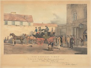 "The Bedford Times" / Detta tryck av Bedford Times Coach, är respektfullt tillägnat / med tillstånd, till William Henry Whitbread Esq