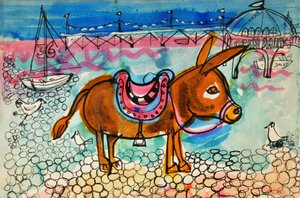 Donkey (akrylaffischfärg och färgat bläck)
