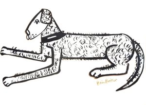 Hundhund (pensel och bläck på papper)