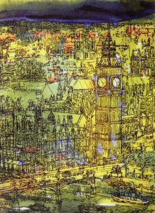 Westminster (wc och mixed media på papper) av Brenda Brin Booker