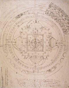 Kontur av en mandala (penna och bläck på papper) av Brian Houghton Hodgson
