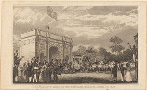 Hennes Majestät lämnar Buckingham Palace, 28 juni 1838 [vänster halva]