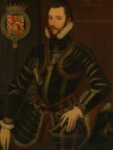 Porträtt av Walter Devereux 1539-1576, förste earl av Essex, daterat 1572. av British Painter.