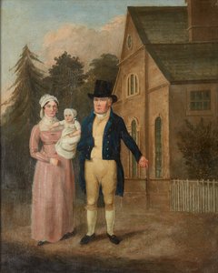 Ett gruppporträtt av Jasper Ryles och familj (olja på duk) av British School