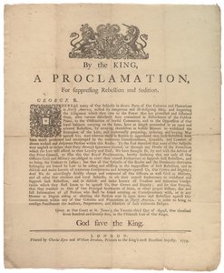 A Proclamation, for suppressing rebellion..., 23 augusti 1775 av British School