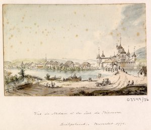 En serie skisser, vyer i Storbritannien, kontinenten och Amerika 1772-1778 (akvarell) av British School