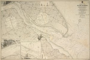 England, östkusten, inloppet till floden Humber kartlagt av kapten G.E. Richards HM:s kartläggningsfartyg "Triton" (1899-1900) av British School