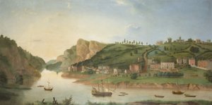 Hotwells, med utsikt över Avon Gorge, ca 1730 (olja på duk) av British School