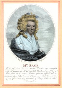 Laetitia Sage, första engelska kvinnliga aeronaut, sent 1700-tal. av British School