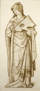 Muse of Lyric Poetry - Cartoon for Stained Glass, c.1890 (akvarell på papper) av British School