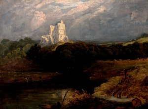 Norham Castle, Northumberland (olja på duk) av British School