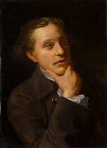 Porträttstudie av en man (olja på papper på duk) av British School