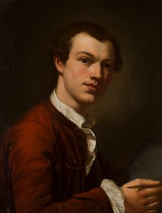 Porträtt av en konstnär, möjligen ett självporträtt (olja på duk) av British School