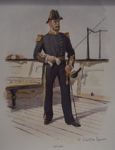 Royal Navy kapten, sent 1800-tal (färg litho)