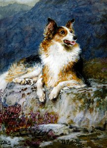 Collie i ett landskap av Briton Riviere