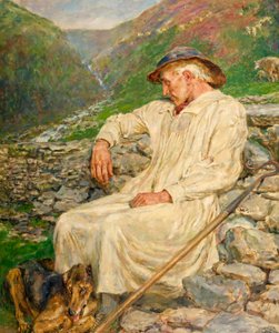 Michael and the Unfinished Sheepfold, olja på duk 1920 av Briton Riviere