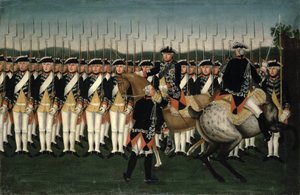 Friedrich II (1712-86) med Hessens garderegemente av Brock