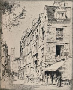 Cour des Halles, Rue St Jacques av Bror Julius Olsson Nordfeldt