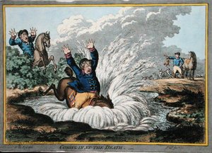Coming in at the Death, etsat av James Gillray (1757-1815) utgiven av Hannah Humphrey 1800 (handfärgad etsning)