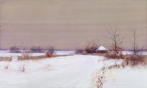 Snow Scene in Country, ca 1890 (wc & gouache på papper)