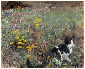 Katt på en blommig äng, 1887