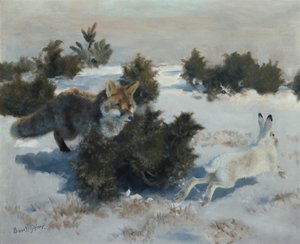 Räv och hare av Bruno Andreas Liljefors
