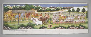 Eller. 13534, f.10, En procession, Scener ur Buddhas liv (pergament)