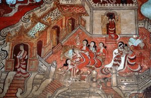 Scener från en Bodhisattvas liv, 1776 (väggmålning) av Burmese School
