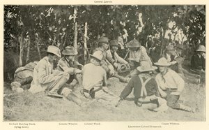Konferens efter Rough Riders Battle, spansk-amerikanska kriget, juni 1898, 1899.