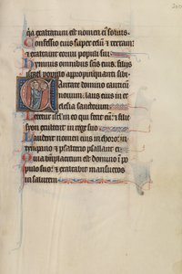 Initial C: Tre präster som sjunger ur en bok av Bute Master