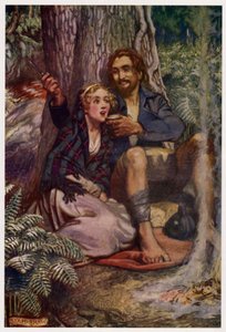 "För ombonad i en dal, där nane kunde se" (färg litho)