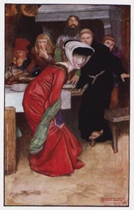 Illustration för klostret och härden av Charles Reade (litho i färg)
