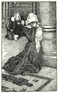 Illustration för klostret och härden av Charles Reade (litho) av Byam (after) Shaw