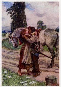 "O stanna, o stanna, du goda yngling" (färg litho)
