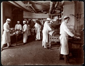 Kötthuset på Hotel Delmonico, 1902 (silvergelatintryck)
