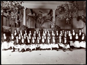 Servitörer på Hotel Delmonico, 1902 (silvergelatintryck) av Byron Company