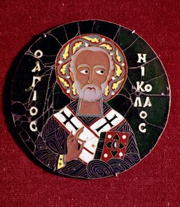 Bysantinsk konst: representation av Sankt Nikolaus av Myra (eller Bari) (300-talet) (Bysantinsk konst: representation av Sankt Nikolaus av Bari) E-post från 1000-talet (Emalj av Byzantine