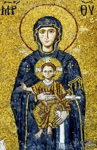 Comnenus mosaik föreställande Madonna och barn, Hagia Sofia, Turkiet. (Mosaik) av Byzantine