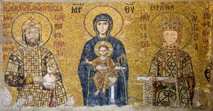 Comnenus mosaik föreställande Madonna och barn, Hagia Sofia, Turkiet. (Mosaik)