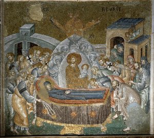 Jungfruns sovande (mosaik av Byzantine