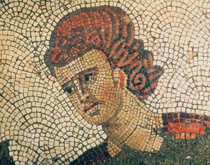 Chef för en romersk soldat, golv från Grand Imperial Palace, Konstantinopel, 500-600-tal (mosaik) av Byzantine