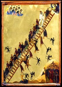 The Heavenly Ladder of Saint John of Climacus (tempera & guld på trä) av Byzantine