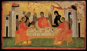 The Hospitality of Abraham Old Testament Trinity, ca 1380 av Byzantine